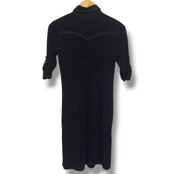 Express Short Sleeve Shirt Dress-Size 3/4-Contrast Stitching-Pockets-Collared - Picture 6 of 9